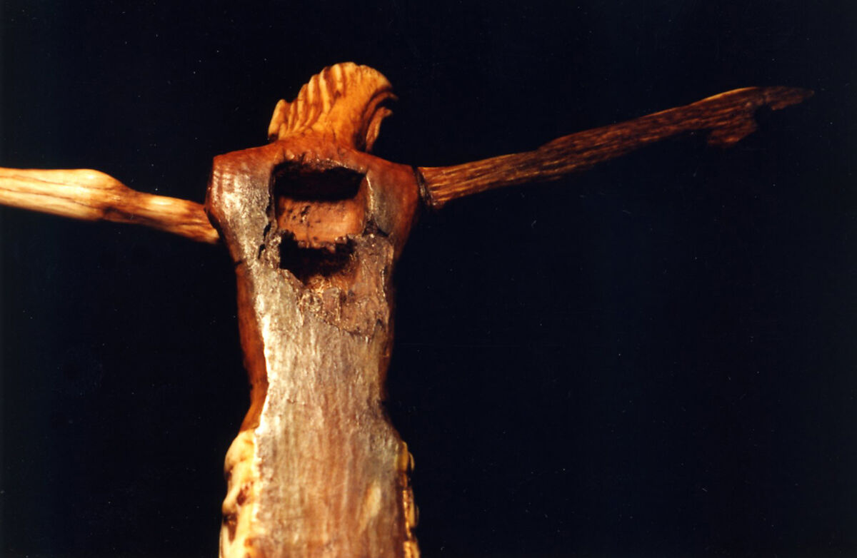 Reliquary Crucifix, Silver, gilded silver, and niello (cross); elephant ivory with gilding (corpus), North Spanish