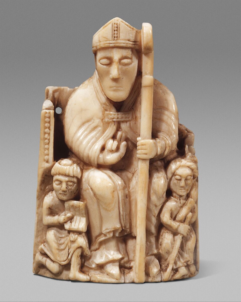 Bishop Chess Piece, Walrus ivory, Scandinavian 