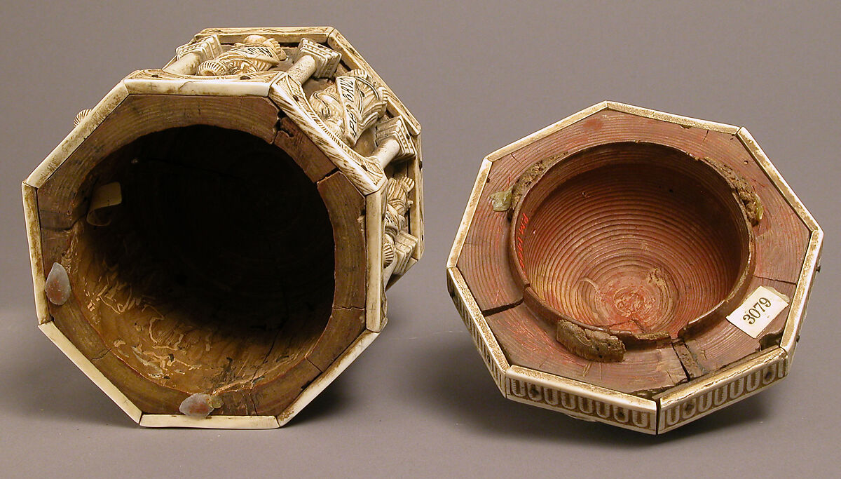 Tower Reliquary with Eight Apostles and the Symbols of the Four Evangelists, Bone, gilt copper alloy, wood core, German