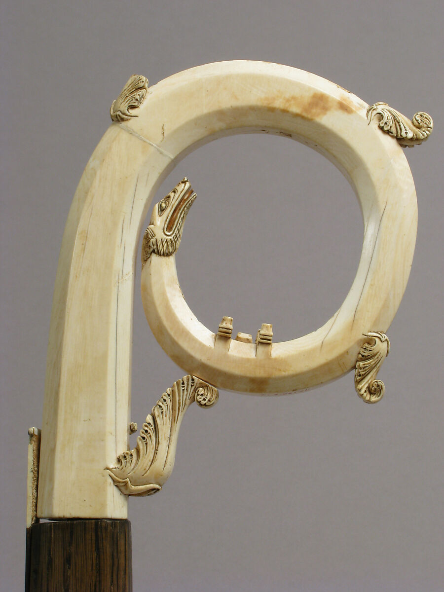 Head of a Crozier, Elephant ivory, traces of polychromy and gilding, South Italian