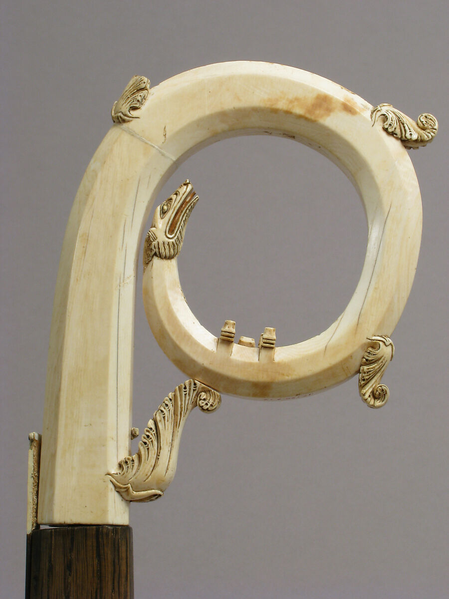 Head of a Crozier, Elephant ivory, traces of polychromy and gilding, South Italian 