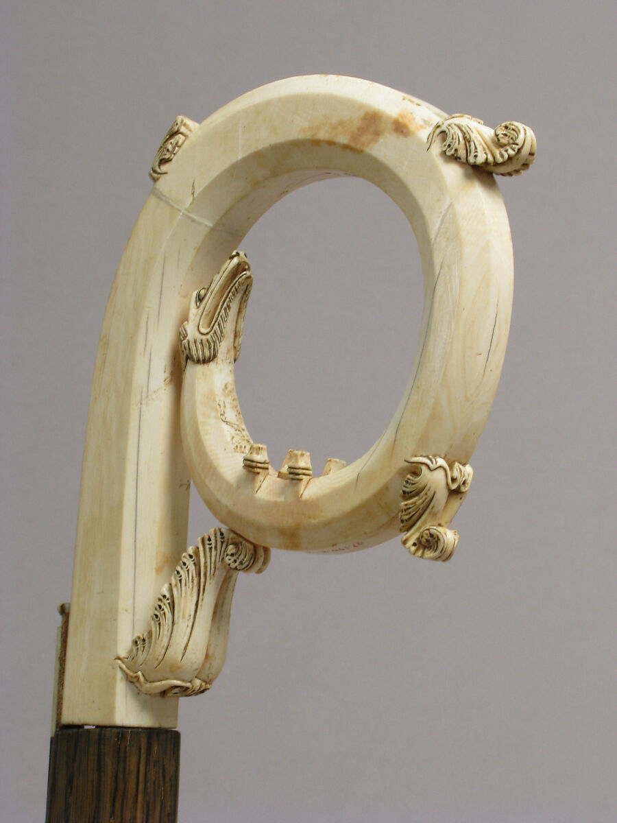 Head of a Crozier, Elephant ivory, traces of polychromy and gilding, South Italian