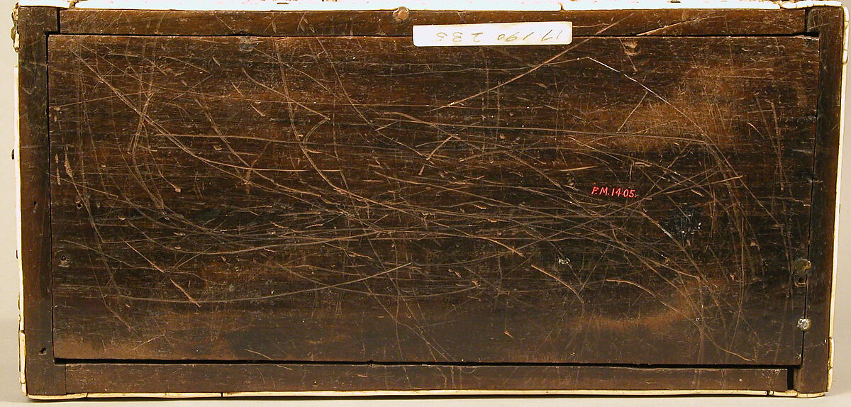 Casket with Erotes and Animals, Bone plaques and ornamental strips over wooden casket with silk lining; copper handle, clasps, lock plate, and nails, Italian or Byzantine