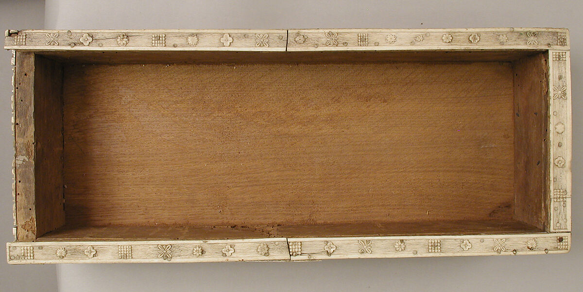 Casket with Warriors and Mythological Figures, Bone plaques and ornamental strips over wood; silver lock plate, Byzantine