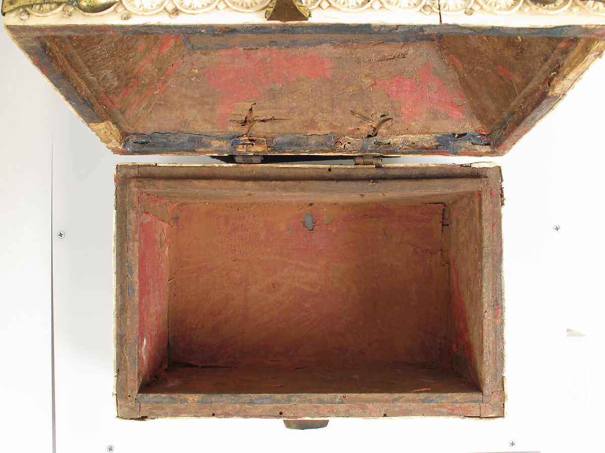 Casket with Warriors and Dancers, Elephant ivory and bone; gilded copper mounts, Byzantine