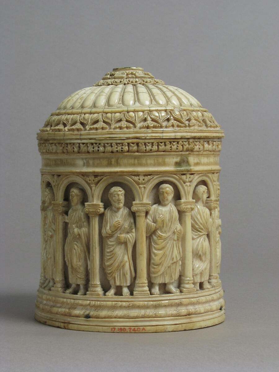 Container with Figures under an Arcade, Elephant ivory, European (Antique style)