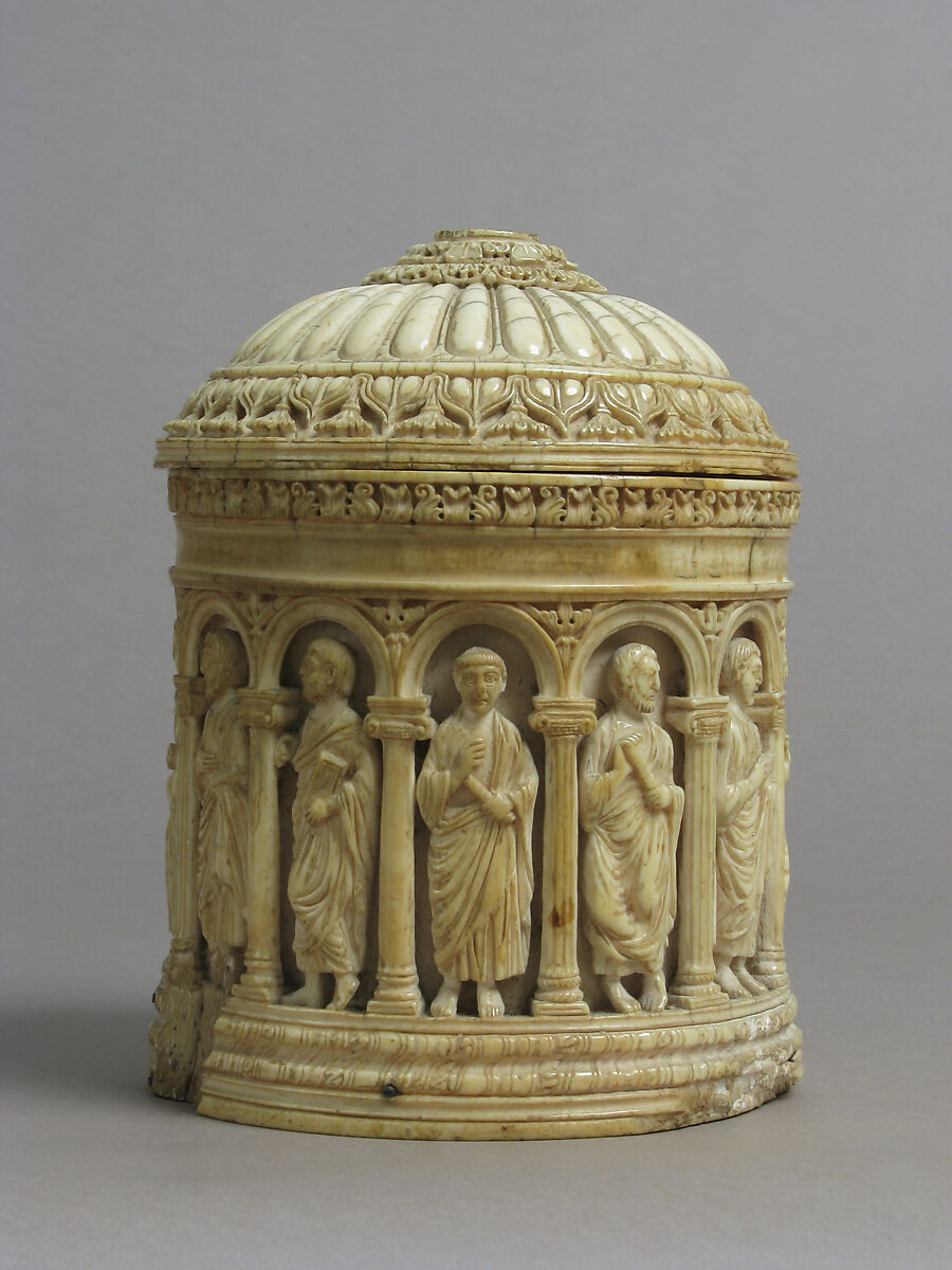 Container with Figures under an Arcade, Elephant ivory, European (Antique style)