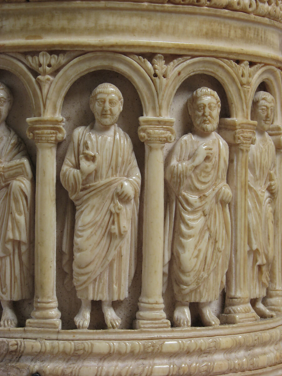 Container with Figures under an Arcade, Elephant ivory, European (Antique style)