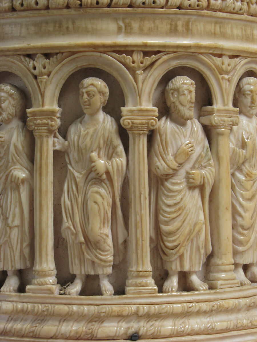 Container with Figures under an Arcade, Elephant ivory, European (Antique style)