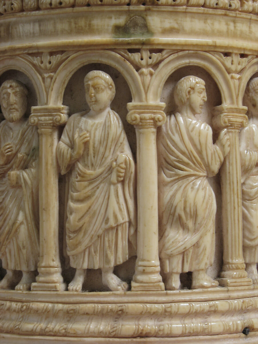 Container with Figures under an Arcade, Elephant ivory, European (Antique style)