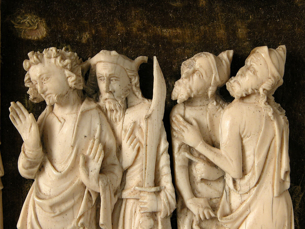 Fragments of a Crucifixion, Elephant ivory, velvet pasteboard, French or South Netherlandish