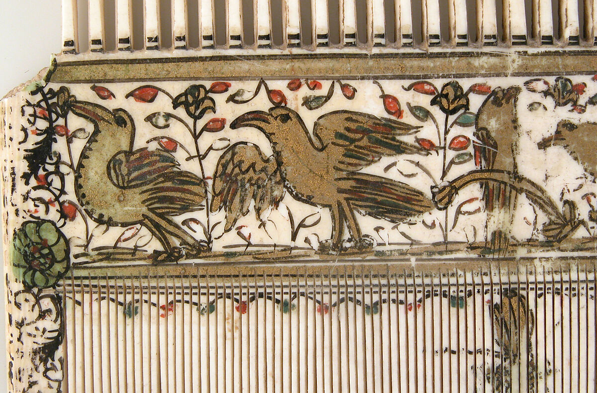 Comb, Elephant ivory, paint and gilding, French or Italian