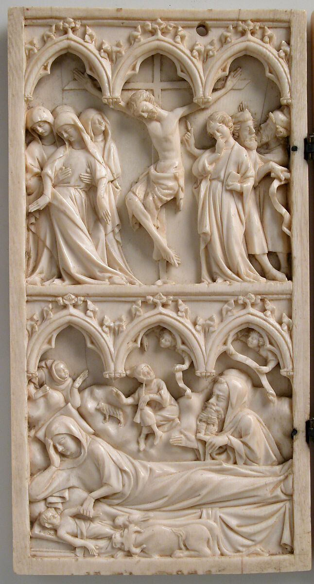 Diptych with Scenes from the Lives of Jesus and Mary, Elephant ivory with metal mounts, French