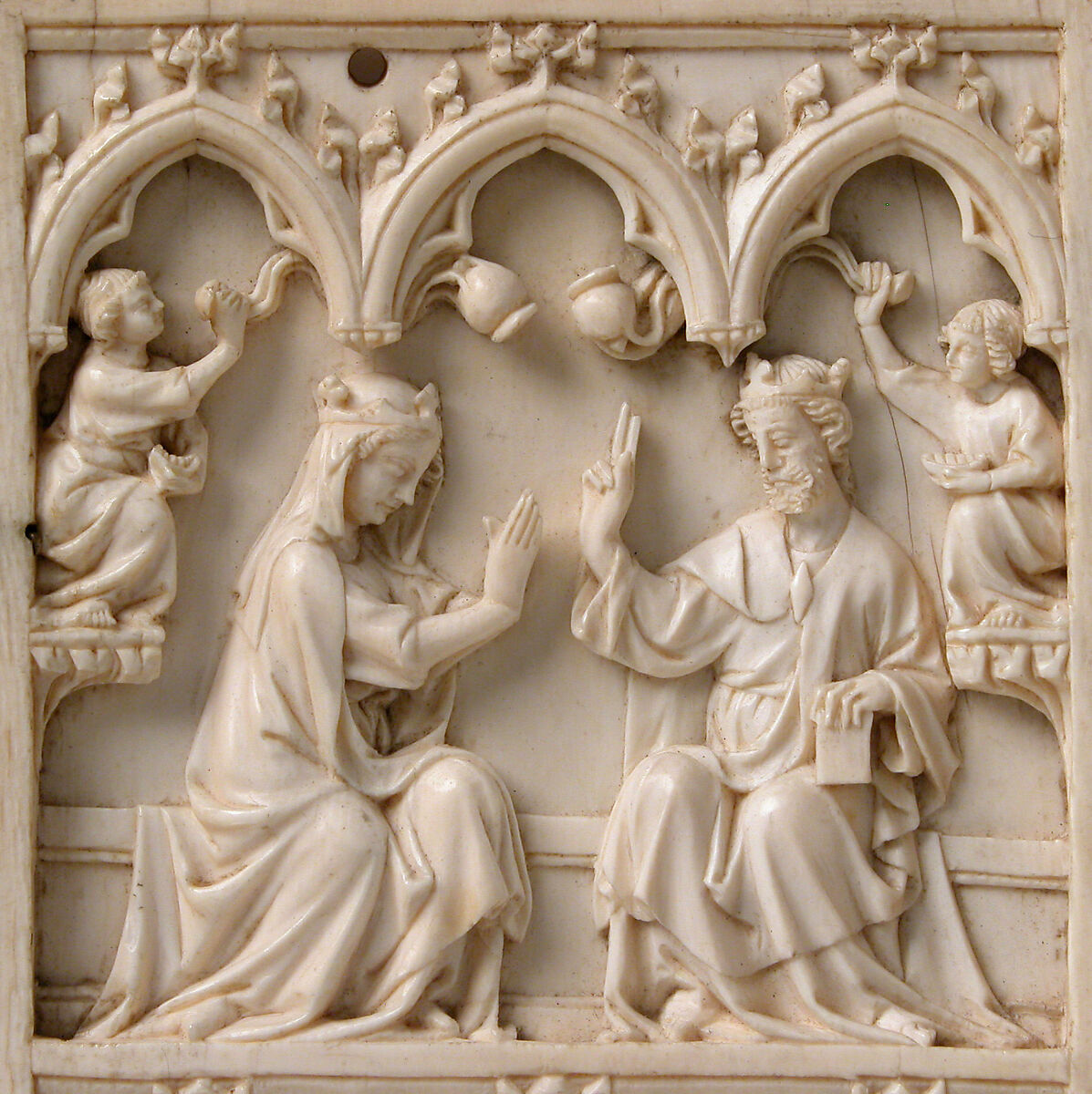 Diptych with Scenes from the Lives of Jesus and Mary, Elephant ivory with metal mounts, French