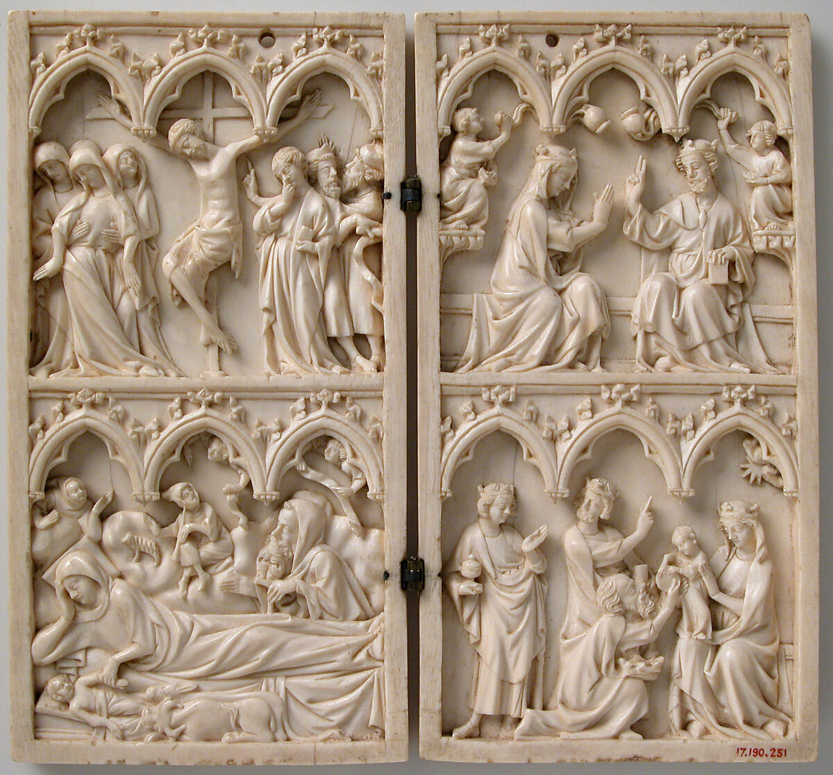 Diptych with Scenes from the Lives of Jesus and Mary, Elephant ivory with metal mounts, French