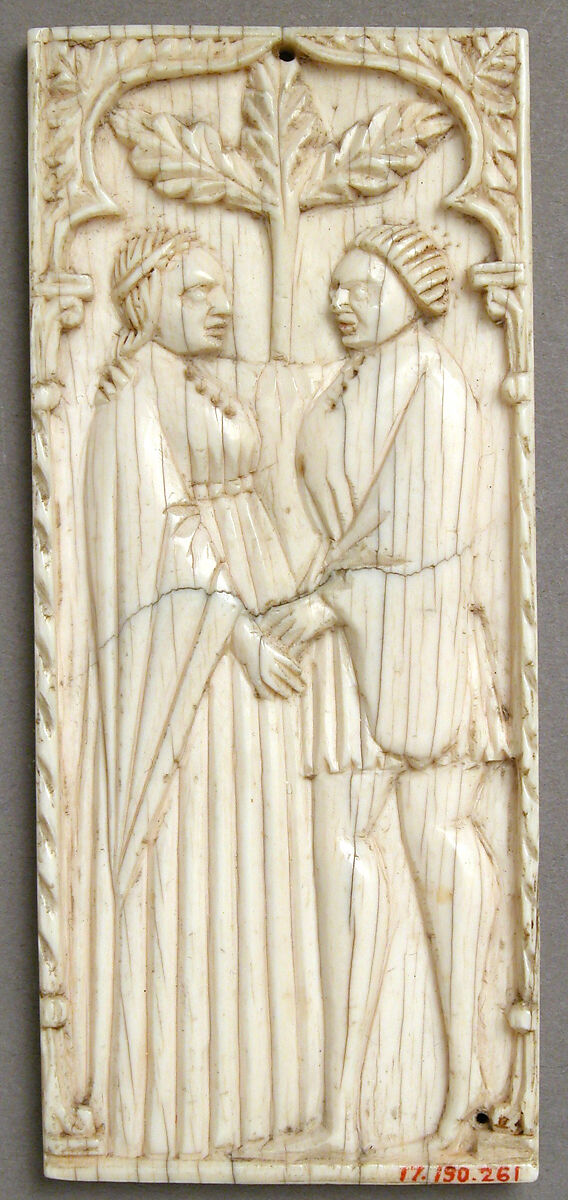 Plaque with a Pair of Lovers, Ivory, North Italian 
