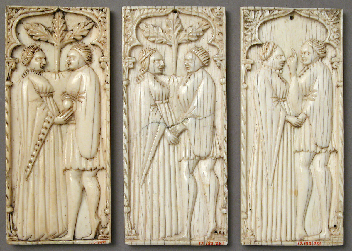 Plaque with a Pair of Lovers, Elephant ivory, North Italian