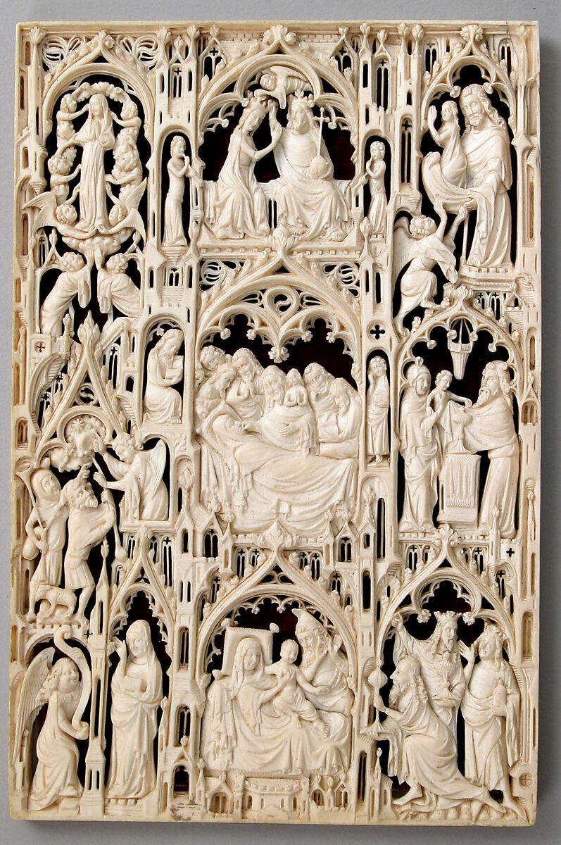 Leaf from a Diptych with the life of the Virgin, Elephant ivory, British 