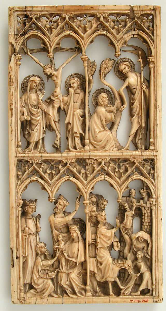 Panel from a  Diptych, Elephant ivory, French or European 