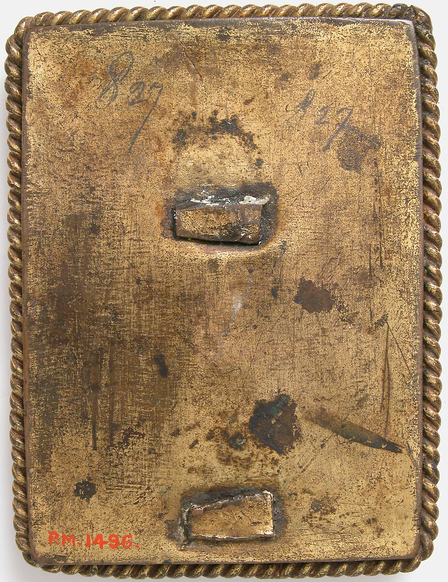 Plaque with the Crucifixion, Elephant ivory mounted on wood support, copper-gilt frame, French or Netherlandish