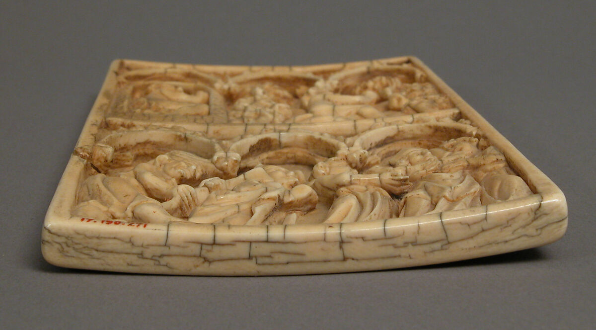 Panel with Scenes featuring Unknown Saints, Elephant ivory, European (Medieval style)