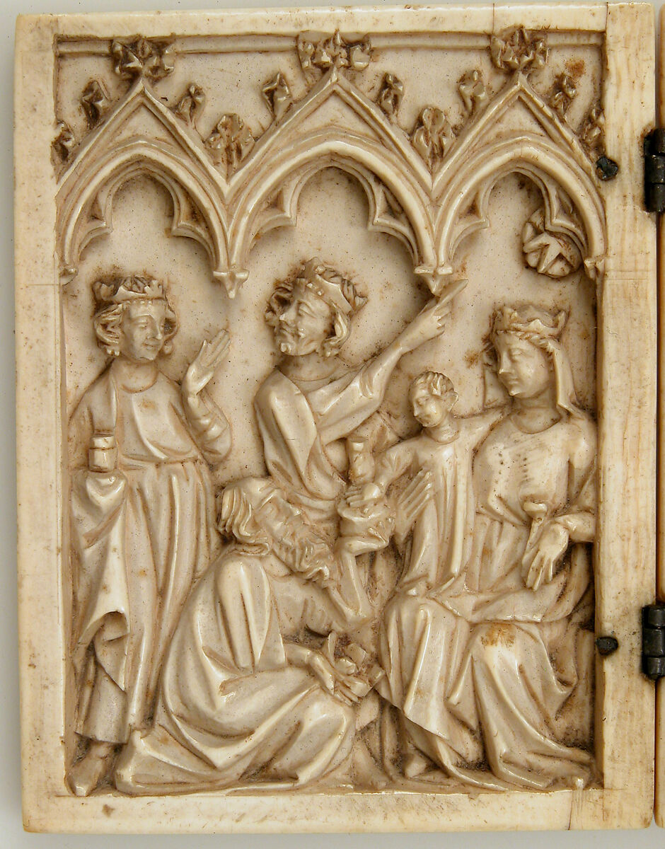 Diptych with the Adoration of the Magi and the Vera Icon (True Image), Elephant ivory with metal mounts, North French
