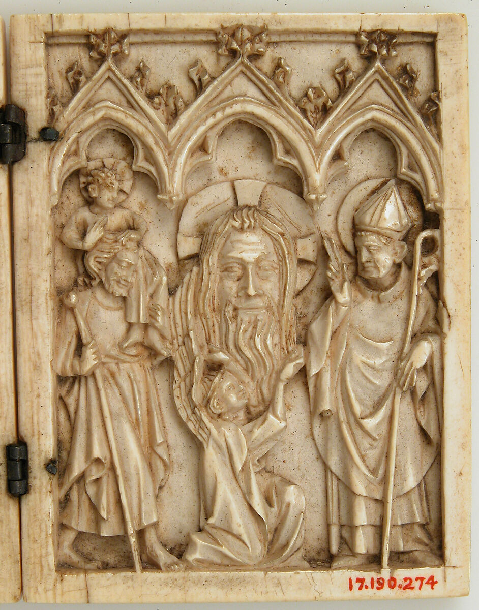 Diptych with the Adoration of the Magi and the Vera Icon (True Image), Elephant ivory with metal mounts, North French