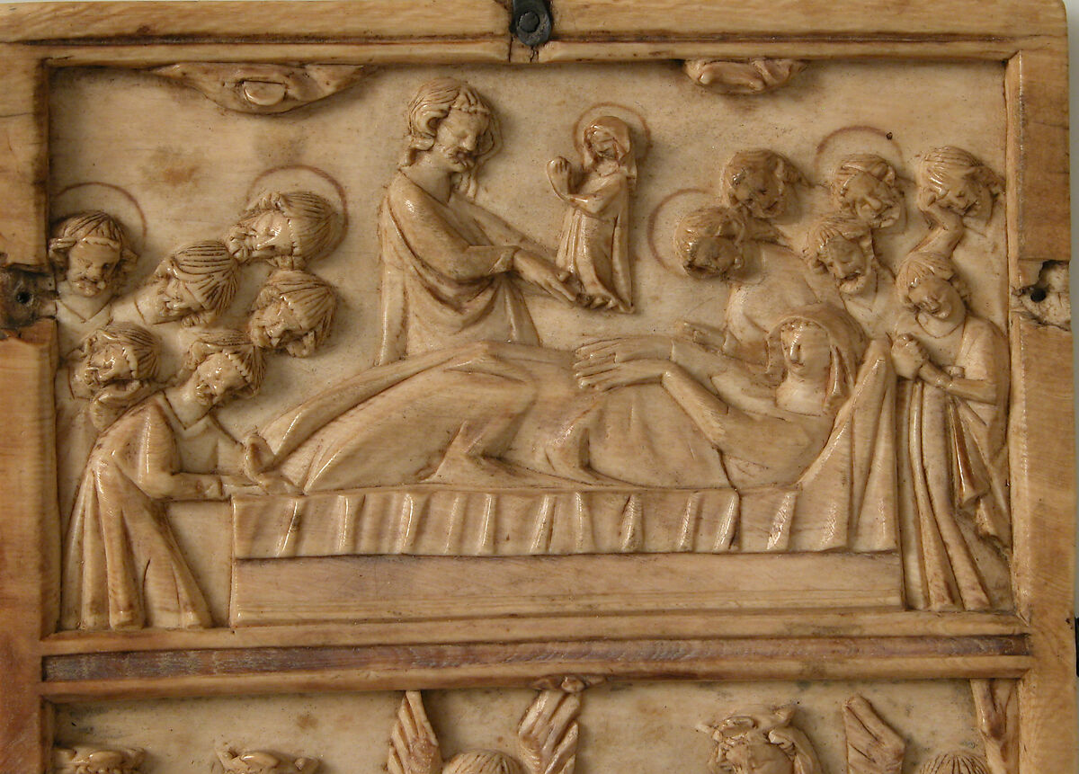 Central Leaf of a Diptych, Elephant ivory with metal mounts, French (?) or North Italian