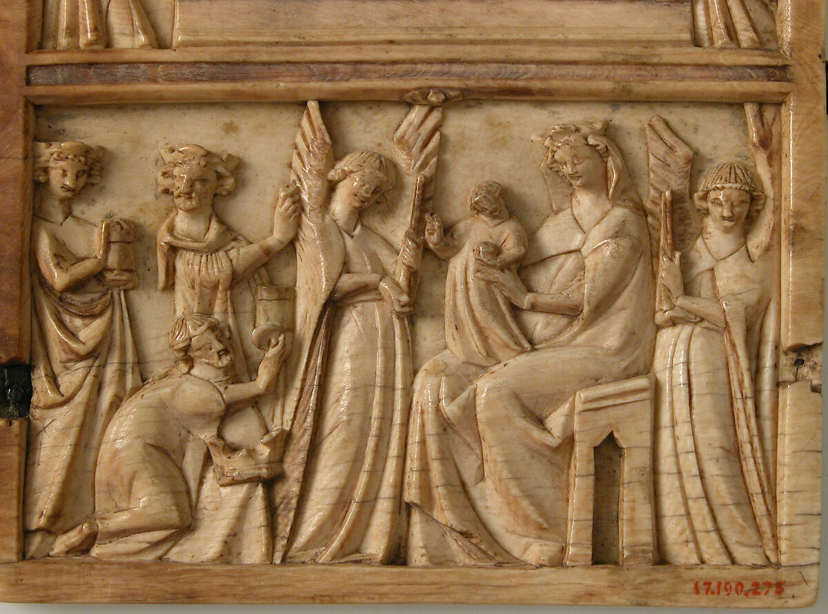 Central Leaf of a Diptych, Elephant ivory with metal mounts, French (?) or North Italian