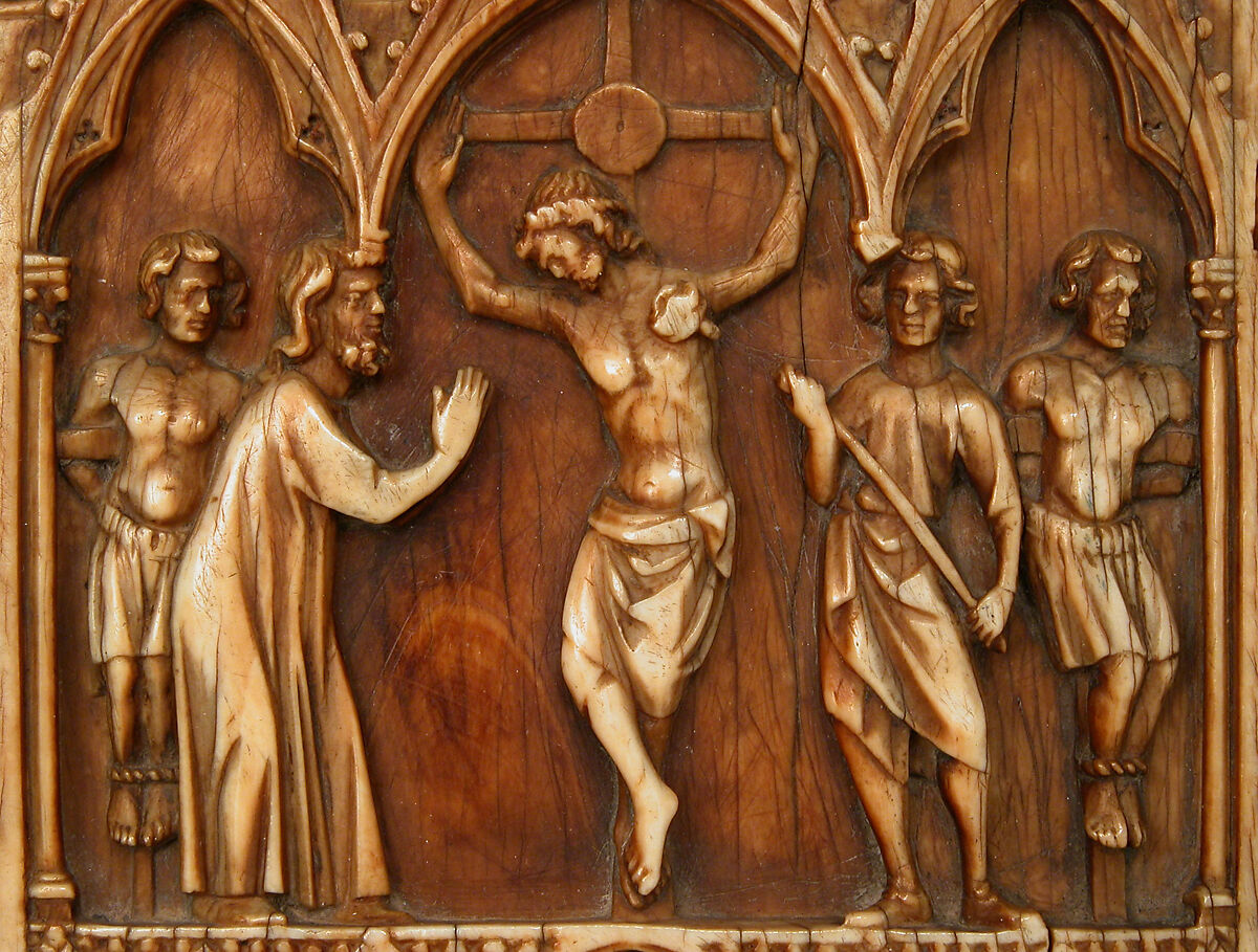 Central Portion from a Triptych with the Crucifixion and Virgin and Child, Elephant ivory, French