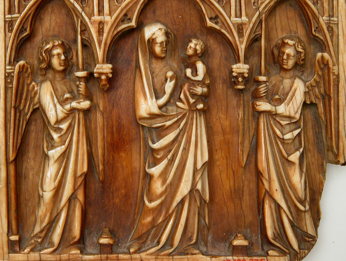 Central Portion from a Triptych with the Crucifixion and Virgin and Child, Elephant ivory, French