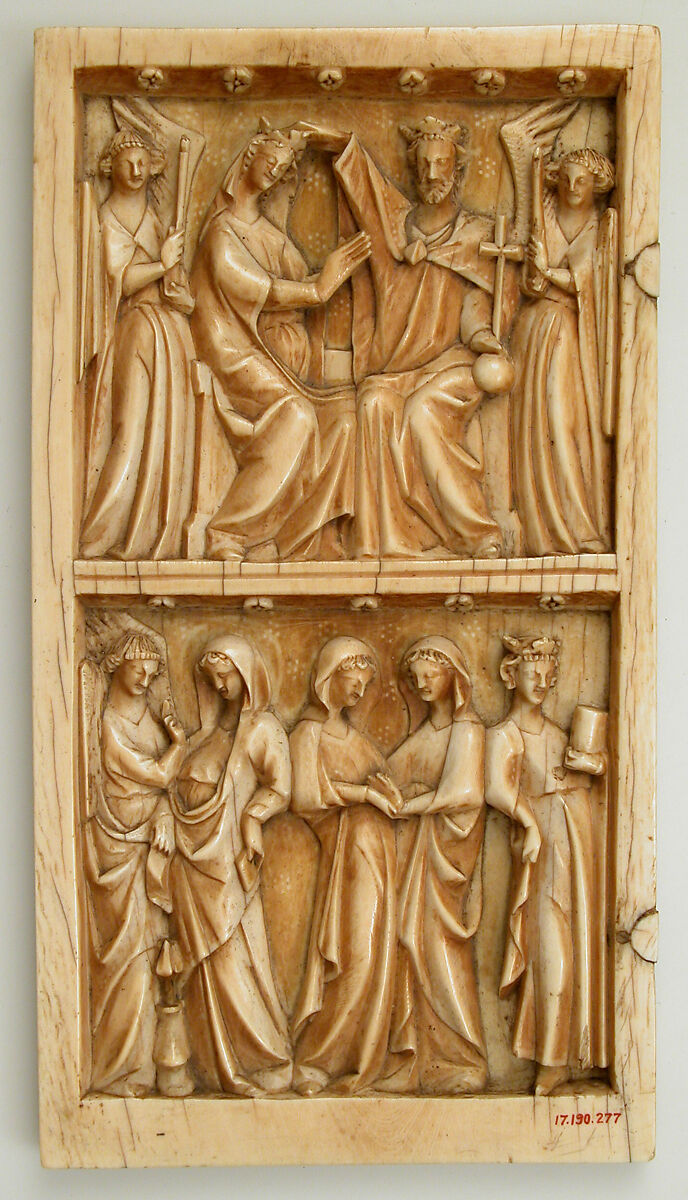 Leaf from a Diptych with the Coronation, Annunciation, and Visitation, Elephant ivory, North French 