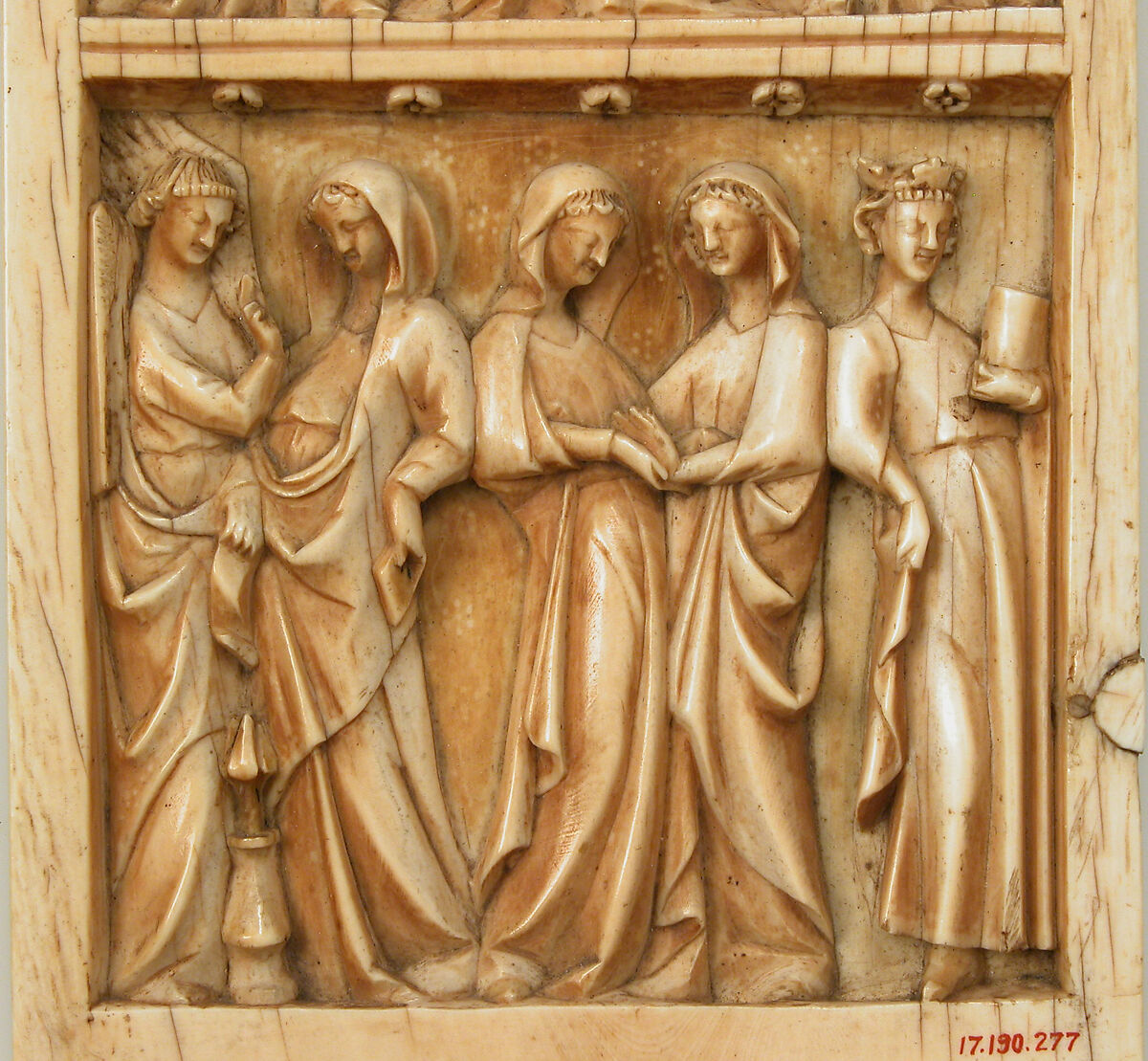 Leaf from a Diptych with the Coronation, Annunciation, and Visitation, Elephant ivory, North French