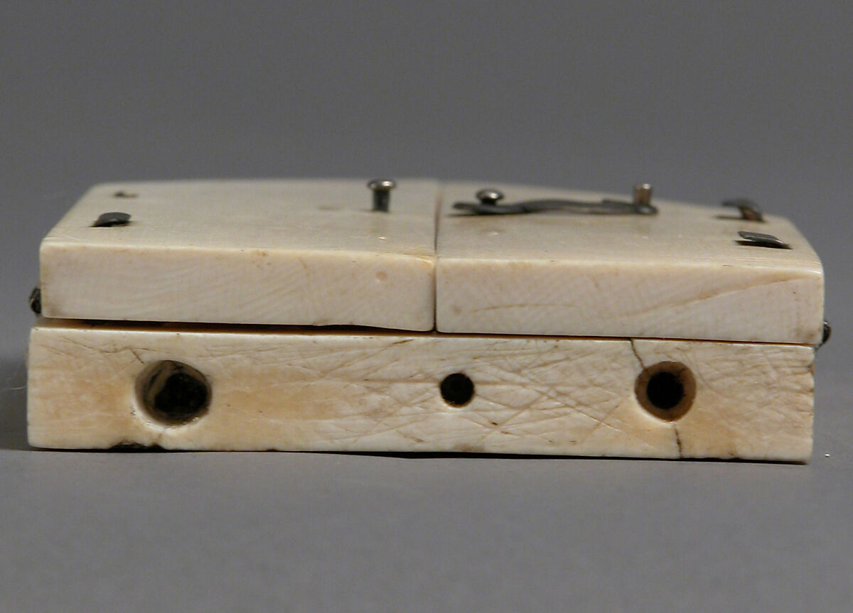 Triptych, Elephant ivory, paint, gilding  with metal mounts, North French