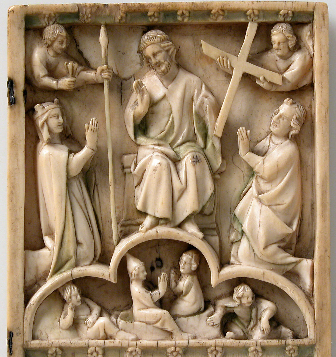 Leaf from an Ivory Diptych, Elephant ivory with traces of polychromy, French