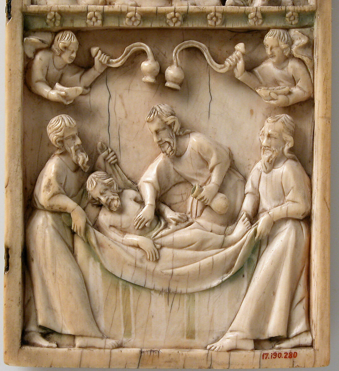 Leaf from an Ivory Diptych, Elephant ivory with traces of polychromy, French