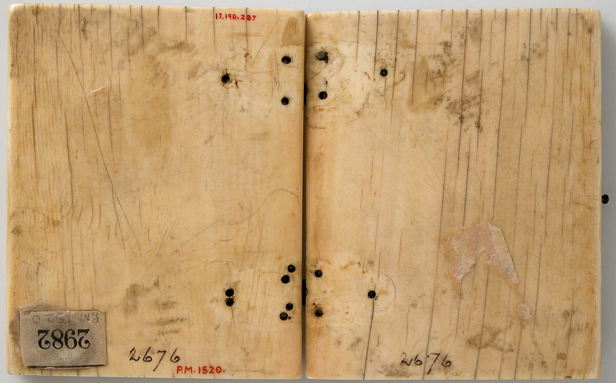 Diptych with the Adoration of the Magi and the Crucifixion, Elephant ivory with metal mounts, French or German