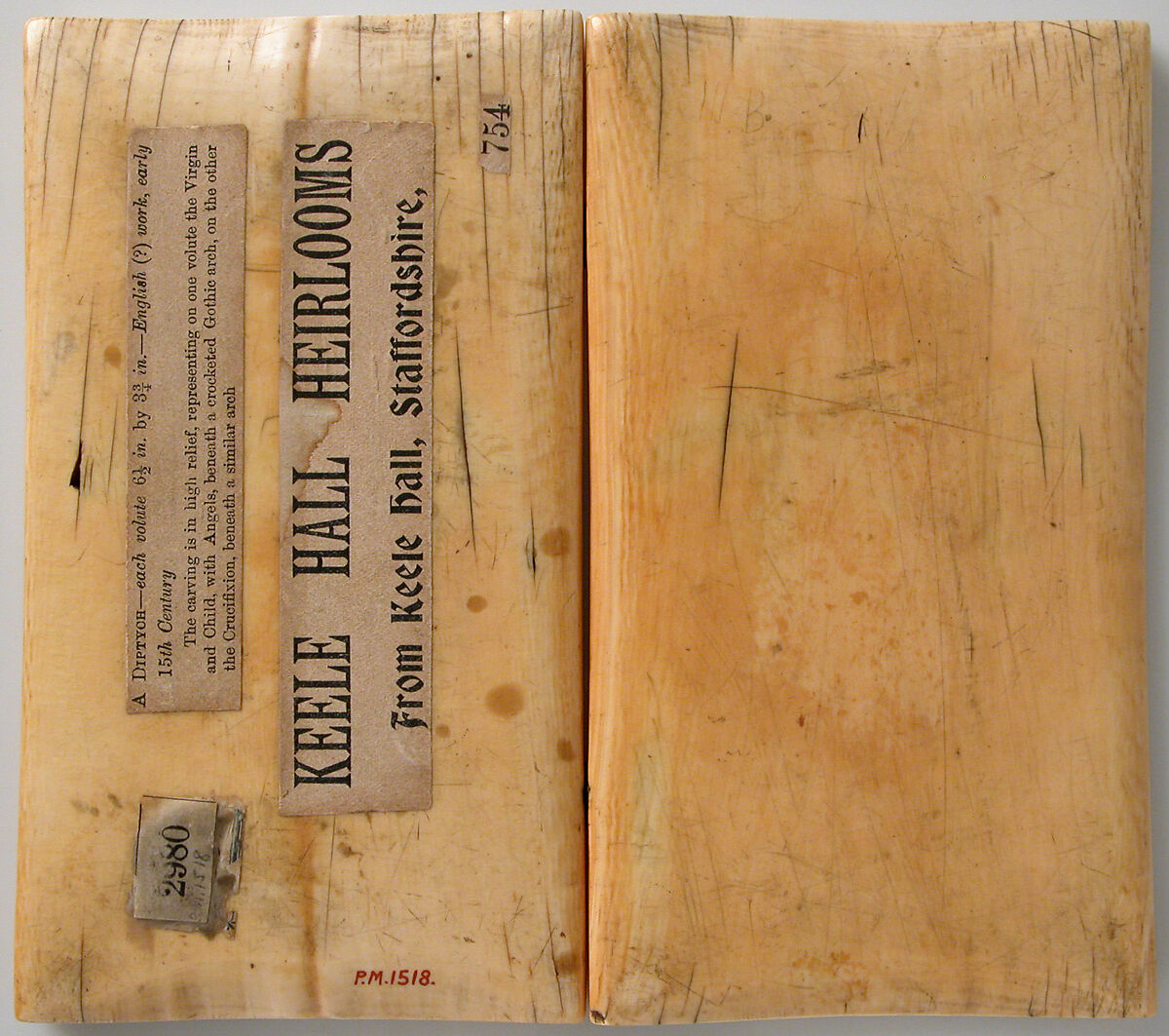 Diptych with the Coronation of the Virgin and the Crucifixion, Elephant ivory with metal mounts, North French