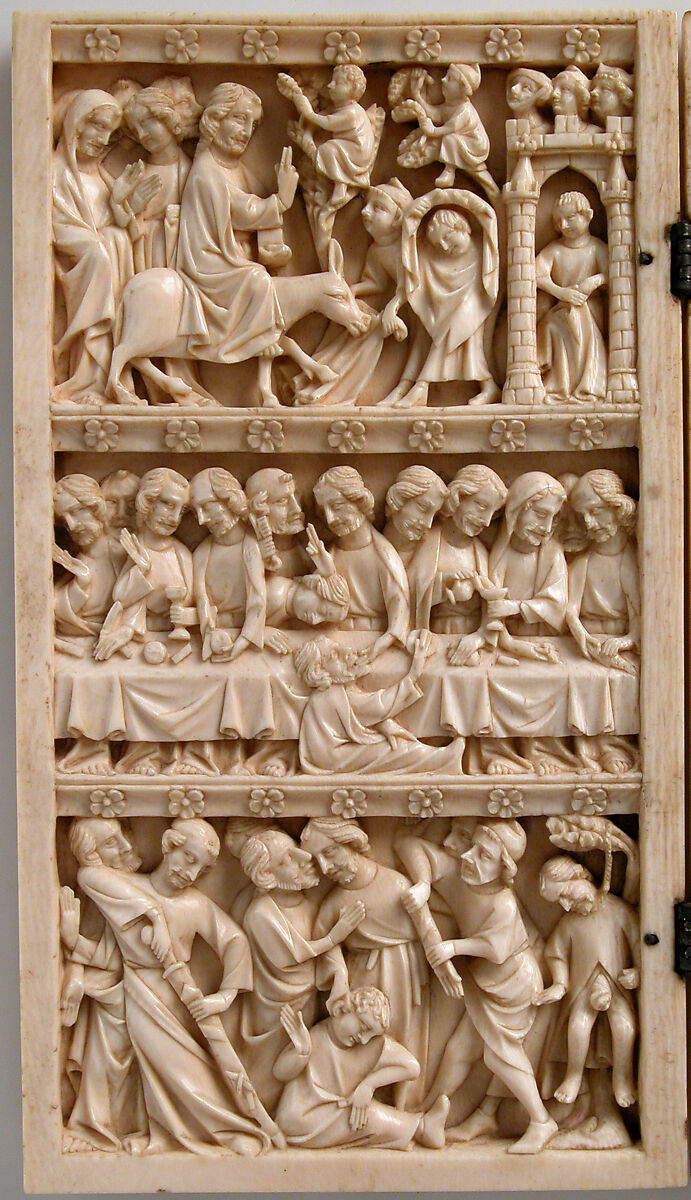 Diptych with Scenes from the Passion of Jesus, Ivory with metal mounts, French