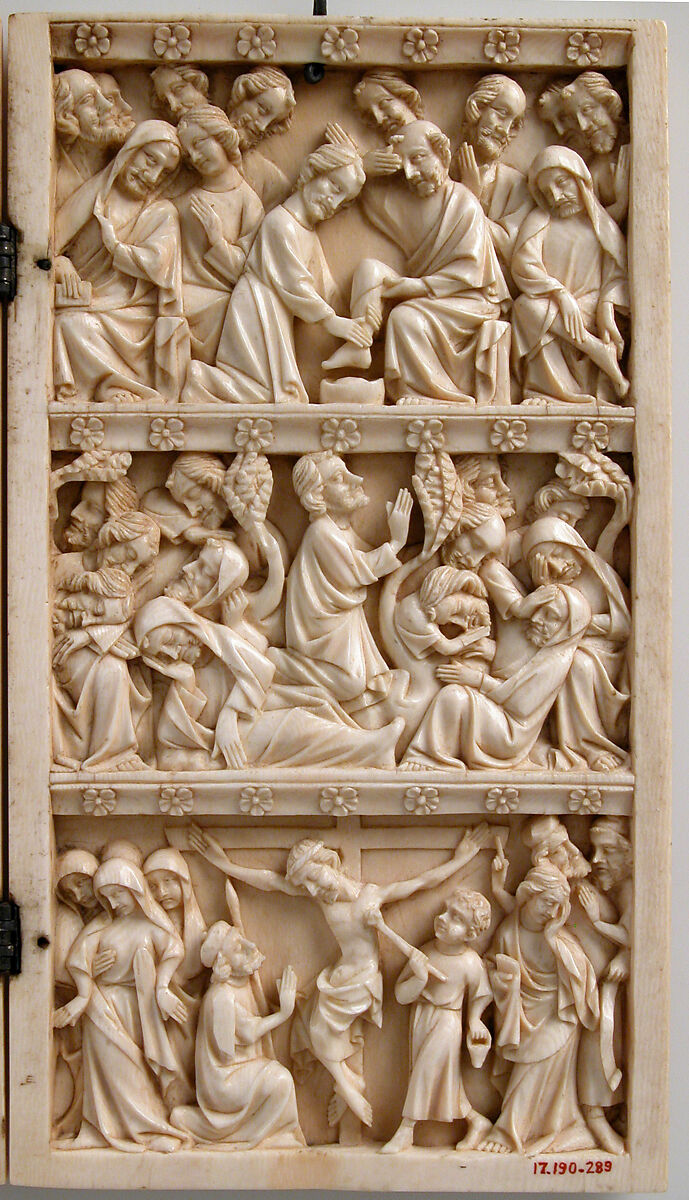 Diptych with Scenes from the Passion of Jesus, Ivory with metal mounts, French