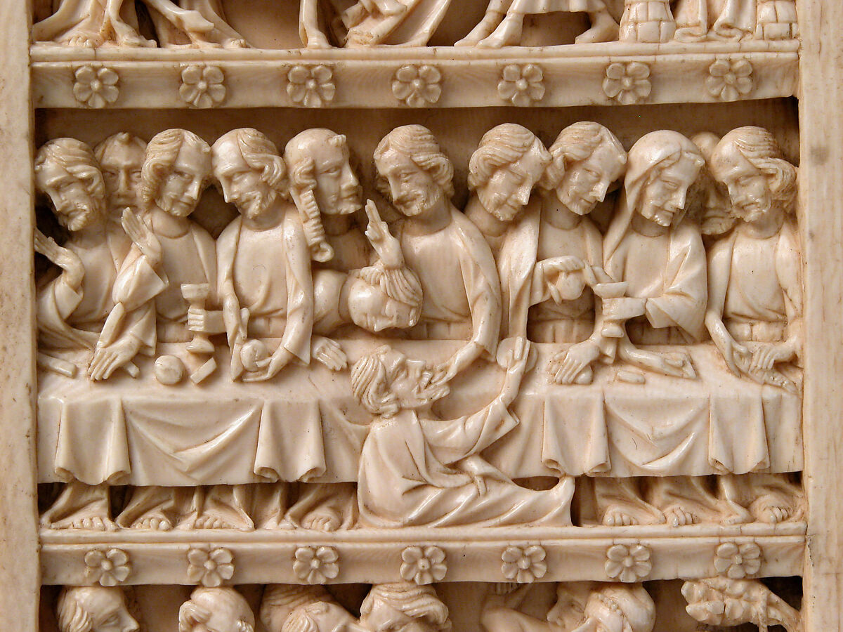 Diptych with Scenes from the Passion of Jesus, Ivory with metal mounts, French