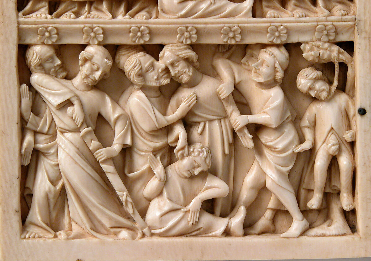 Diptych with Scenes from the Passion of Jesus, Ivory with metal mounts, French