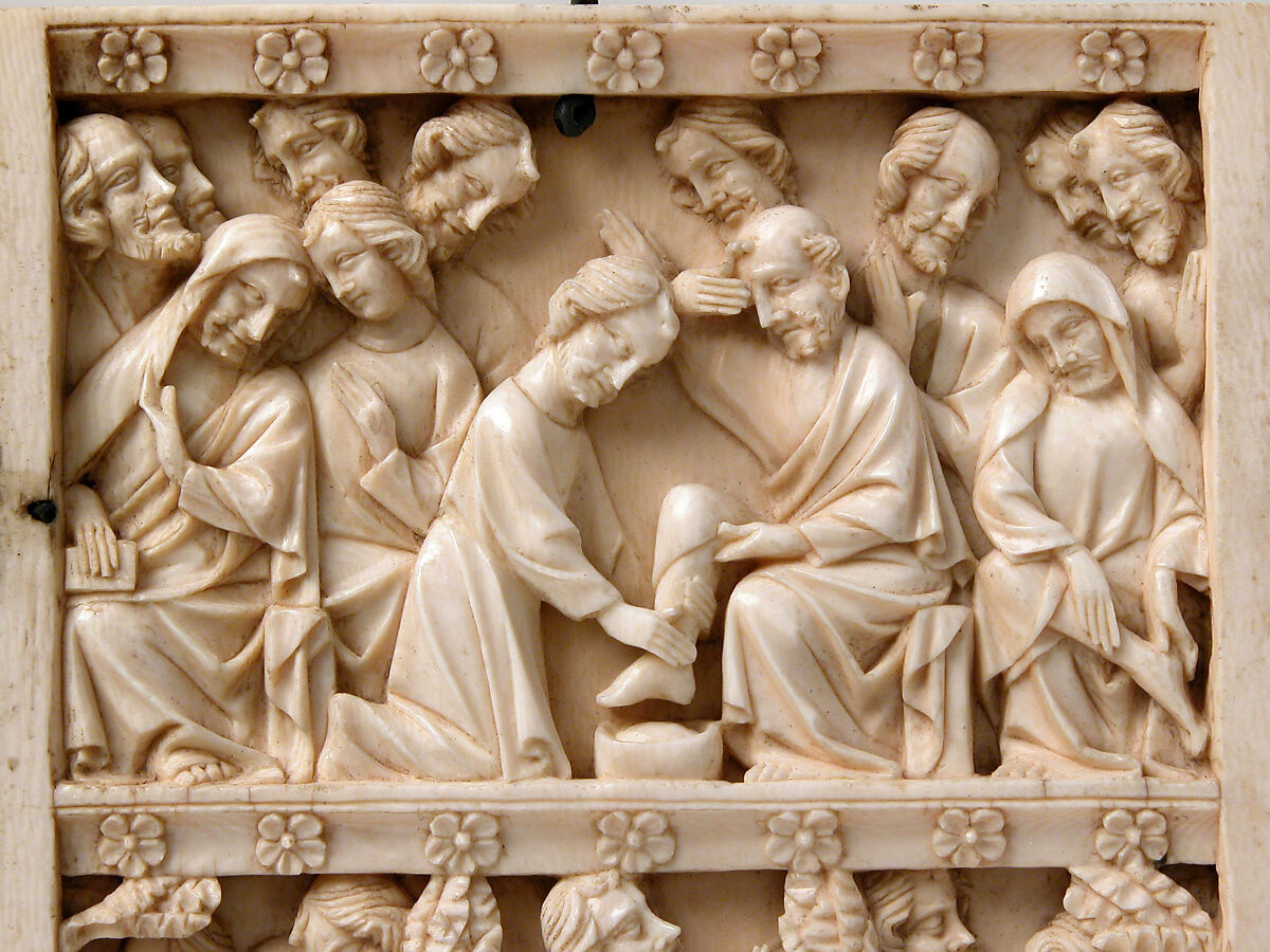 Diptych with Scenes from the Passion of Jesus, Ivory with metal mounts, French