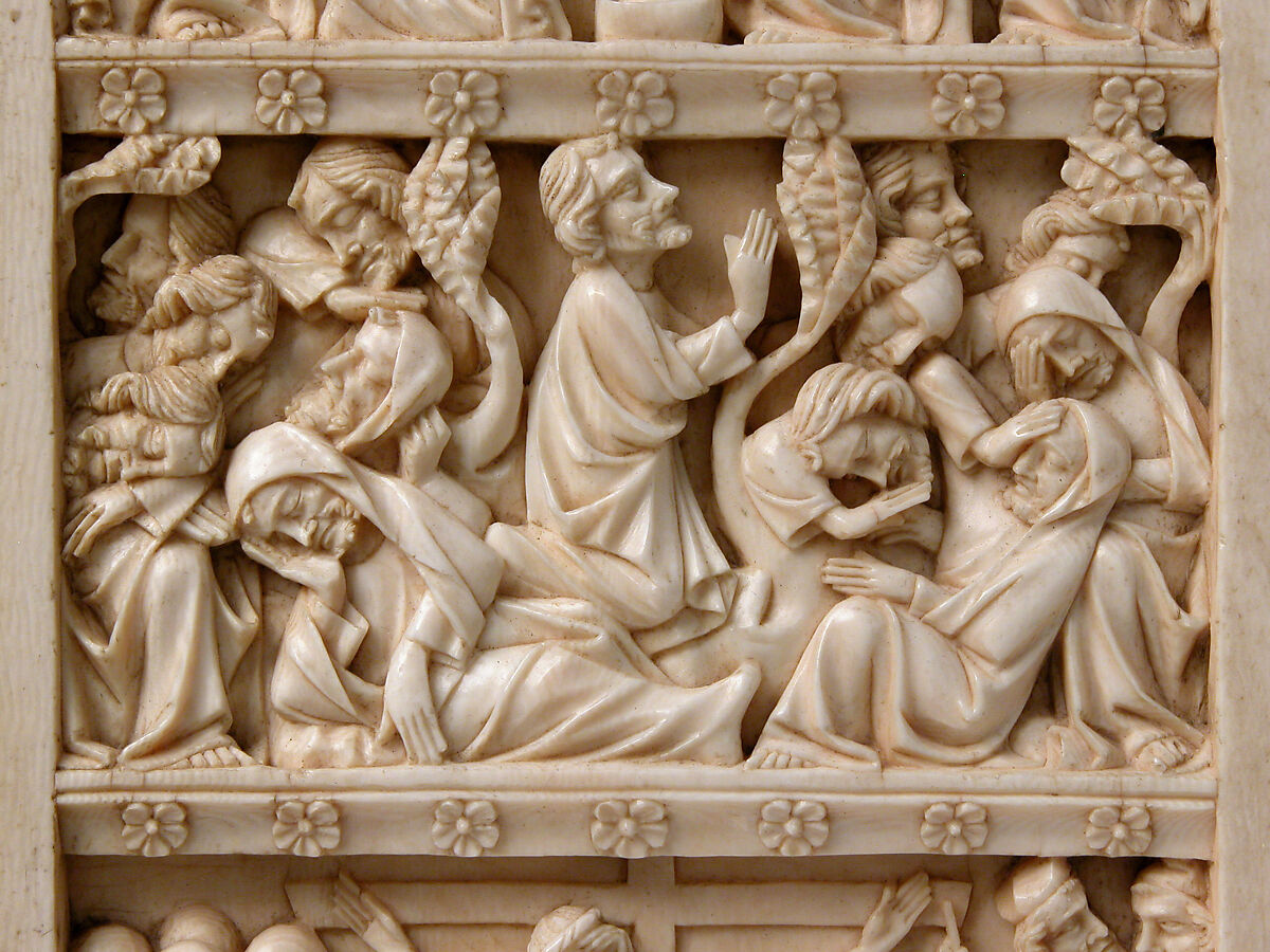 Diptych with Scenes from the Passion of Jesus, Ivory with metal mounts, French