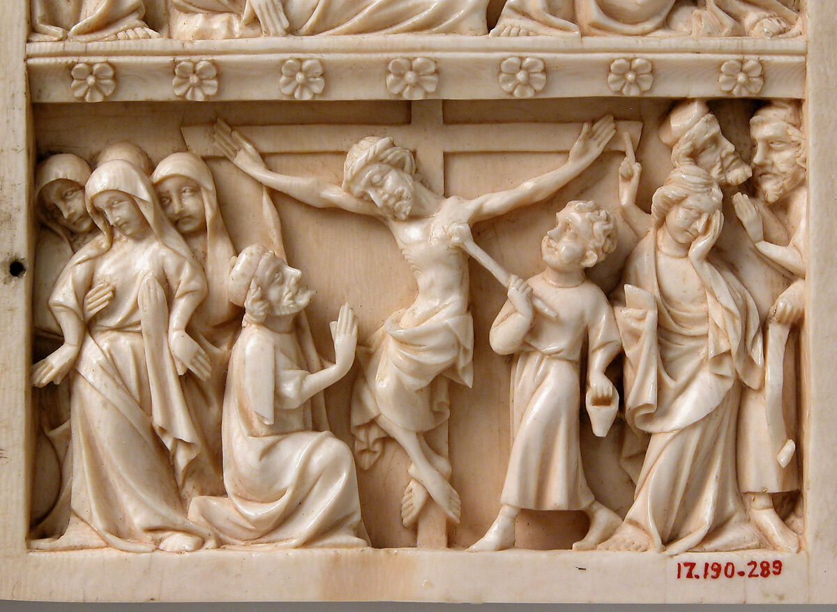 Diptych with Scenes from the Passion of Jesus, Ivory with metal mounts, French