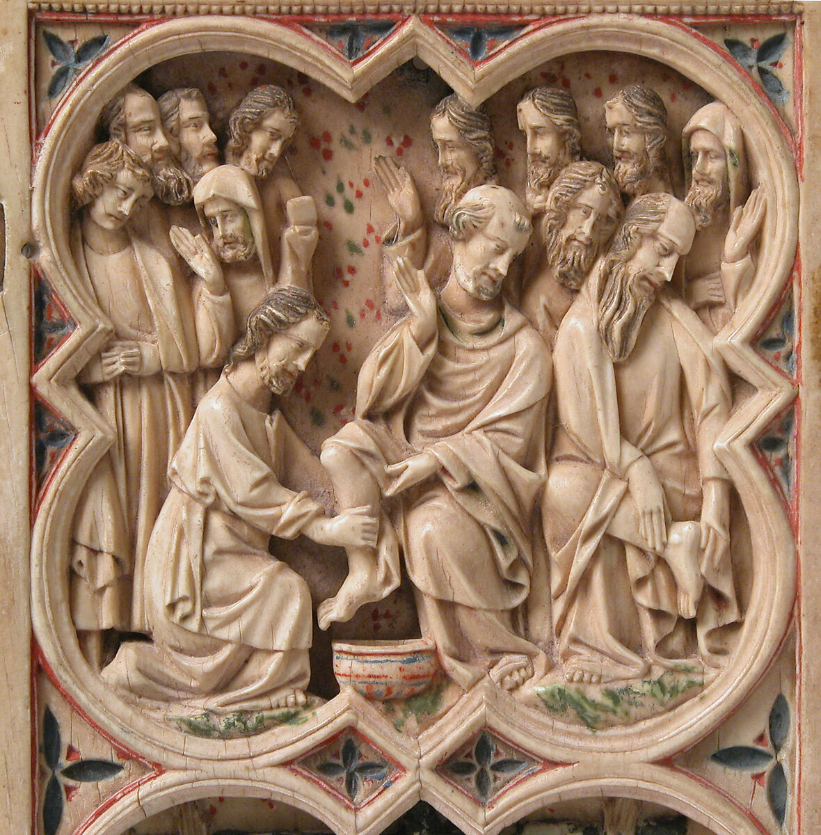 Painted Diptych, Elephant ivory with paint, French or North Spanish