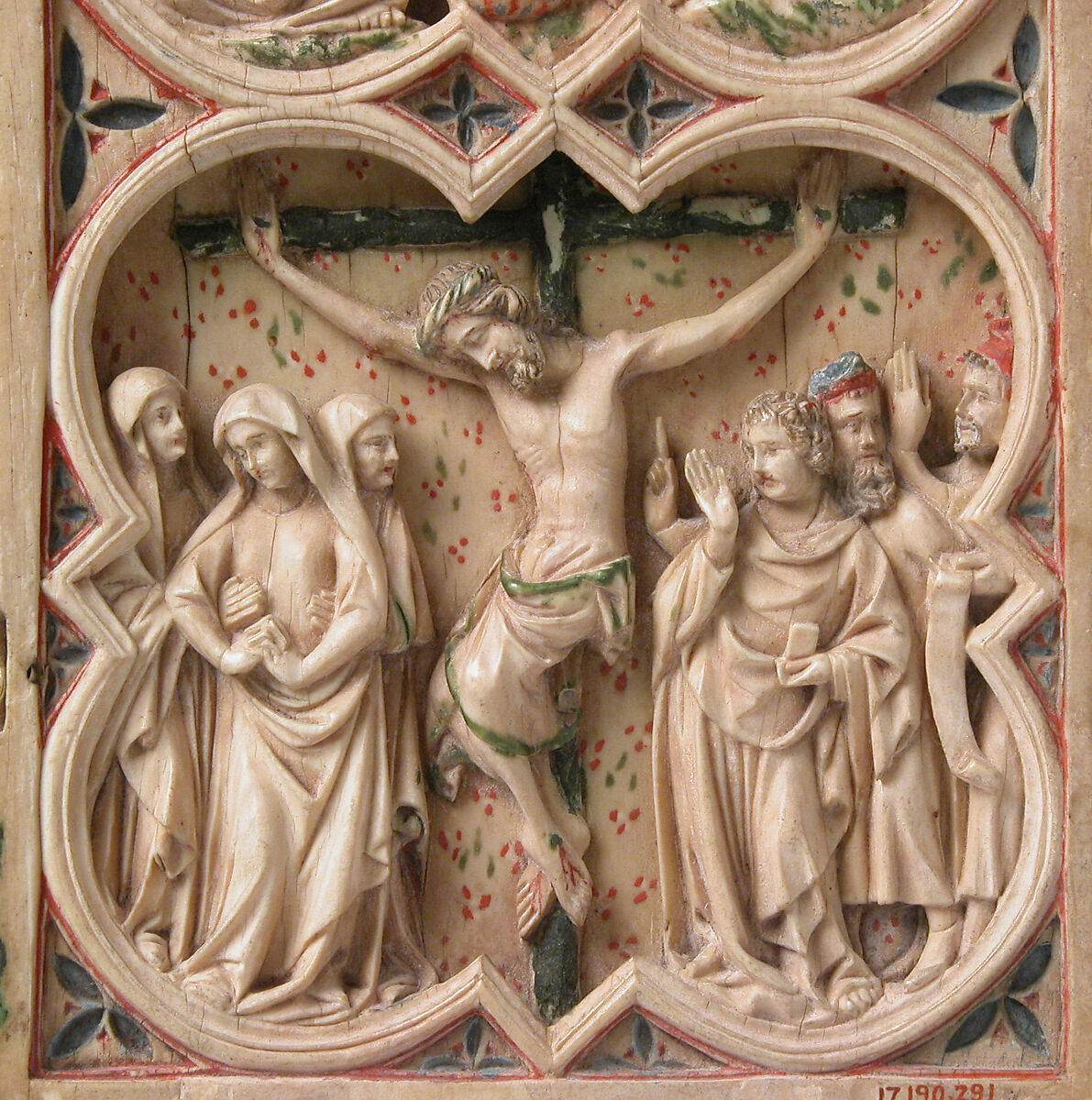 Painted Diptych, Elephant ivory with paint, French or North Spanish