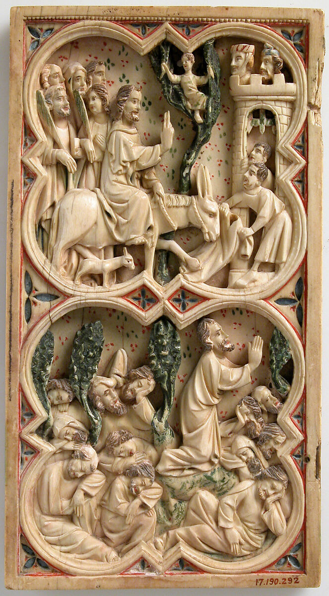 Painted Diptych, Ivory, polychromy, French or North Spanish 