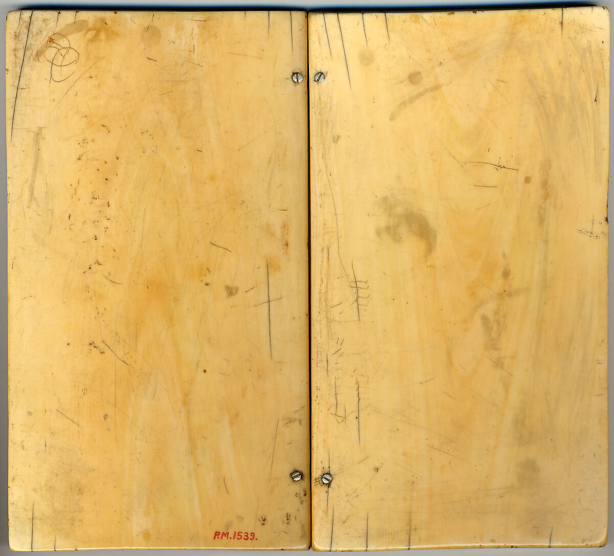 Diptych with the Glorification of the Virgin and Crucifixion, Elephant ivory with metal mounts, French