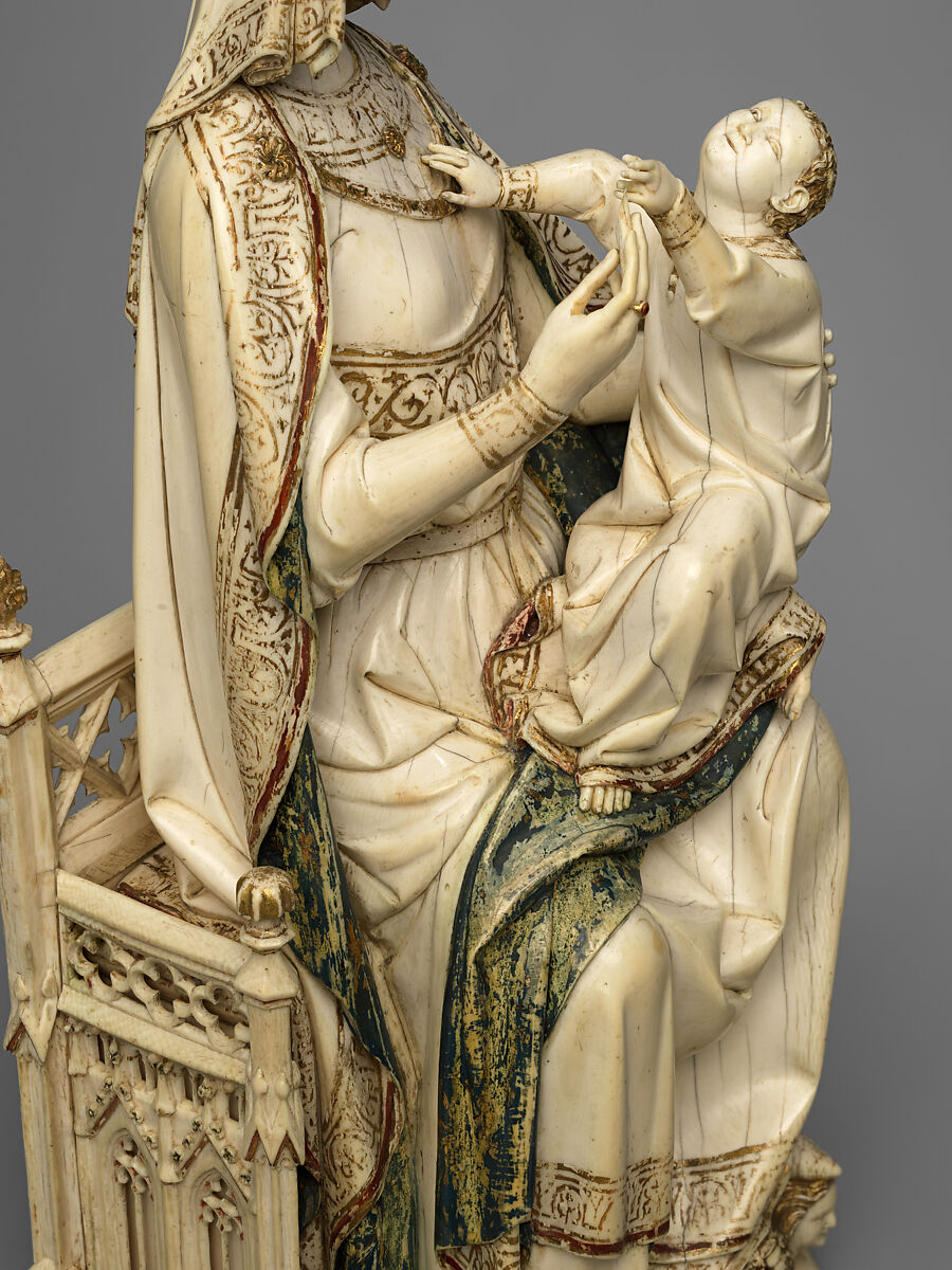 Virgin and Child, Elephant ivory with paint, French